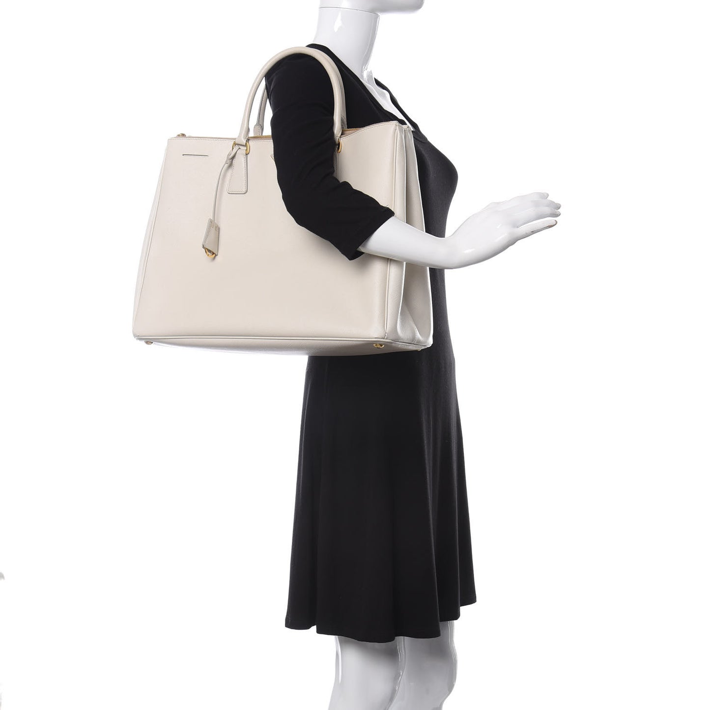 Saffiano Lux Extra Large Galleria Double Zip Tote Talco