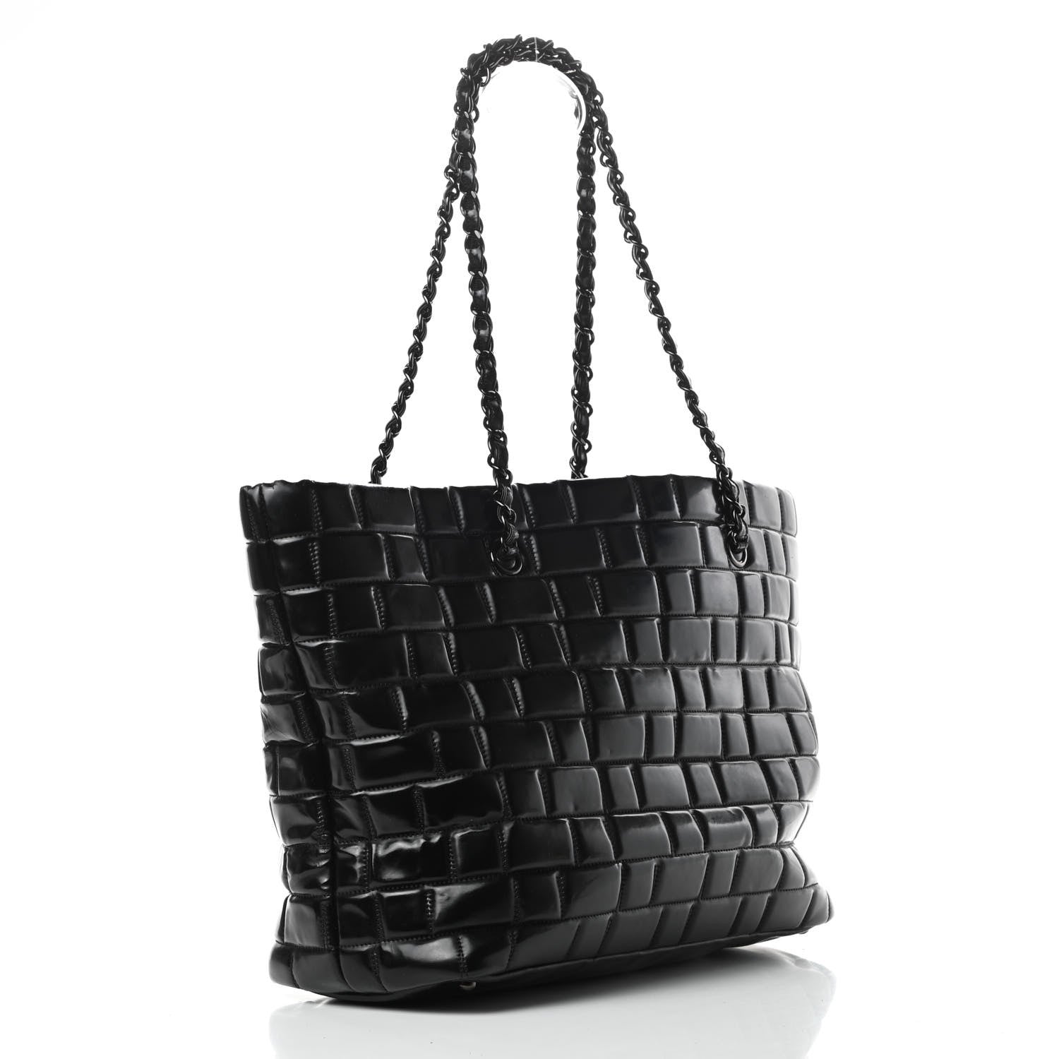 Chanel Vinyl Quilted Frozen Shopping Tote Black 3 of 15