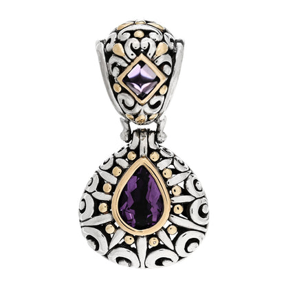John Hardy Sterling Silver 18K Yellow Gold Amethyst Jaisalmer Drop Pendant 1 of 4