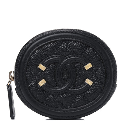 Chanel Caviar Quilted Filigree Zip Around Classic Coin Purse Black 1 of 4