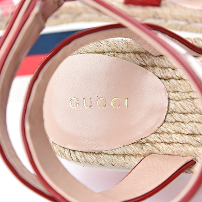 Gucci Patent Cotton Gingham Sefir Espadrille Platform Sandals 39.5 Red White 7 of 12