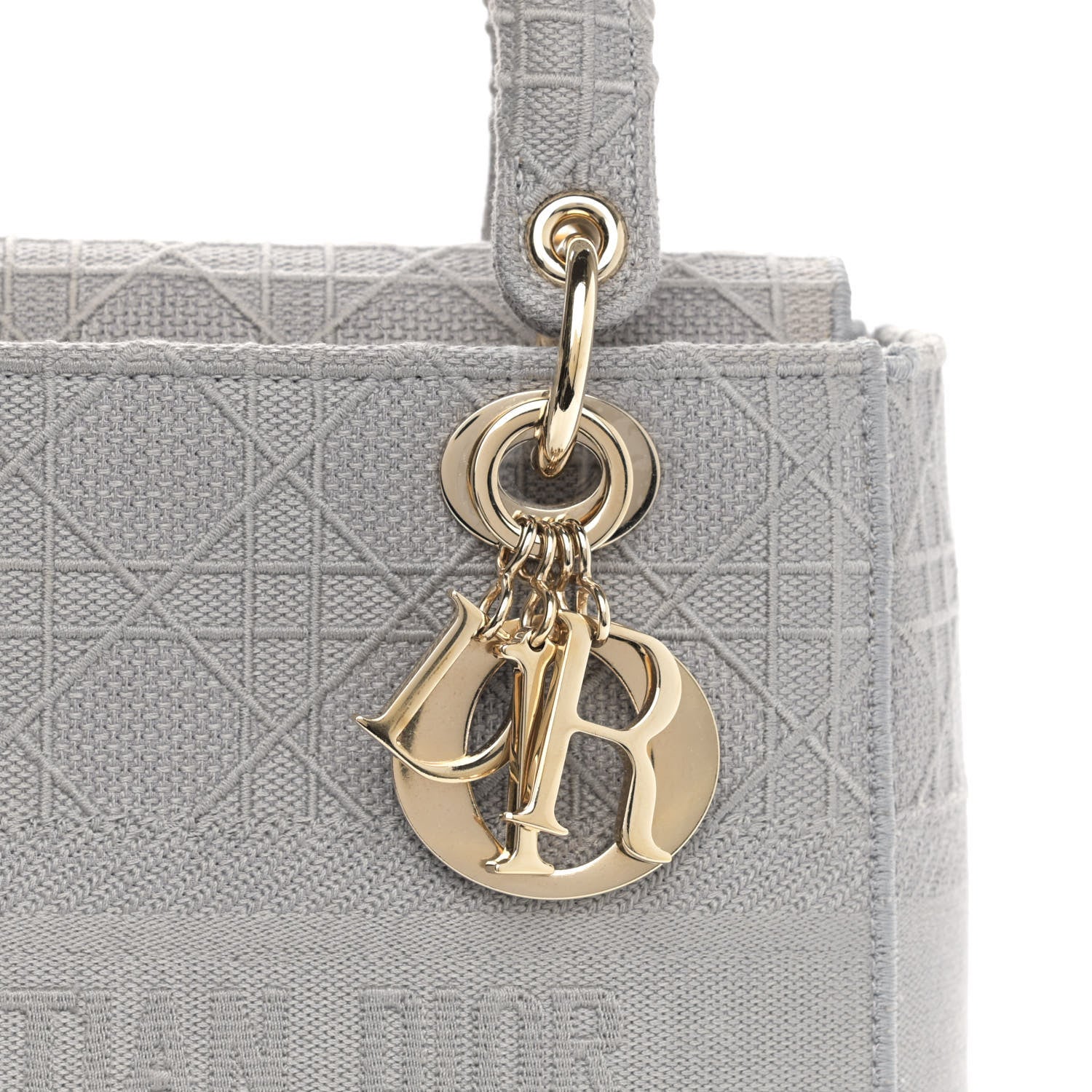 Christian Dior Canvas Embroidered Cannage Medium Lady D-Lite Gray 7 of 11