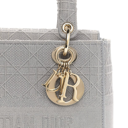 Christian Dior Canvas Embroidered Cannage Medium Lady D-Lite Gray 7 of 11
