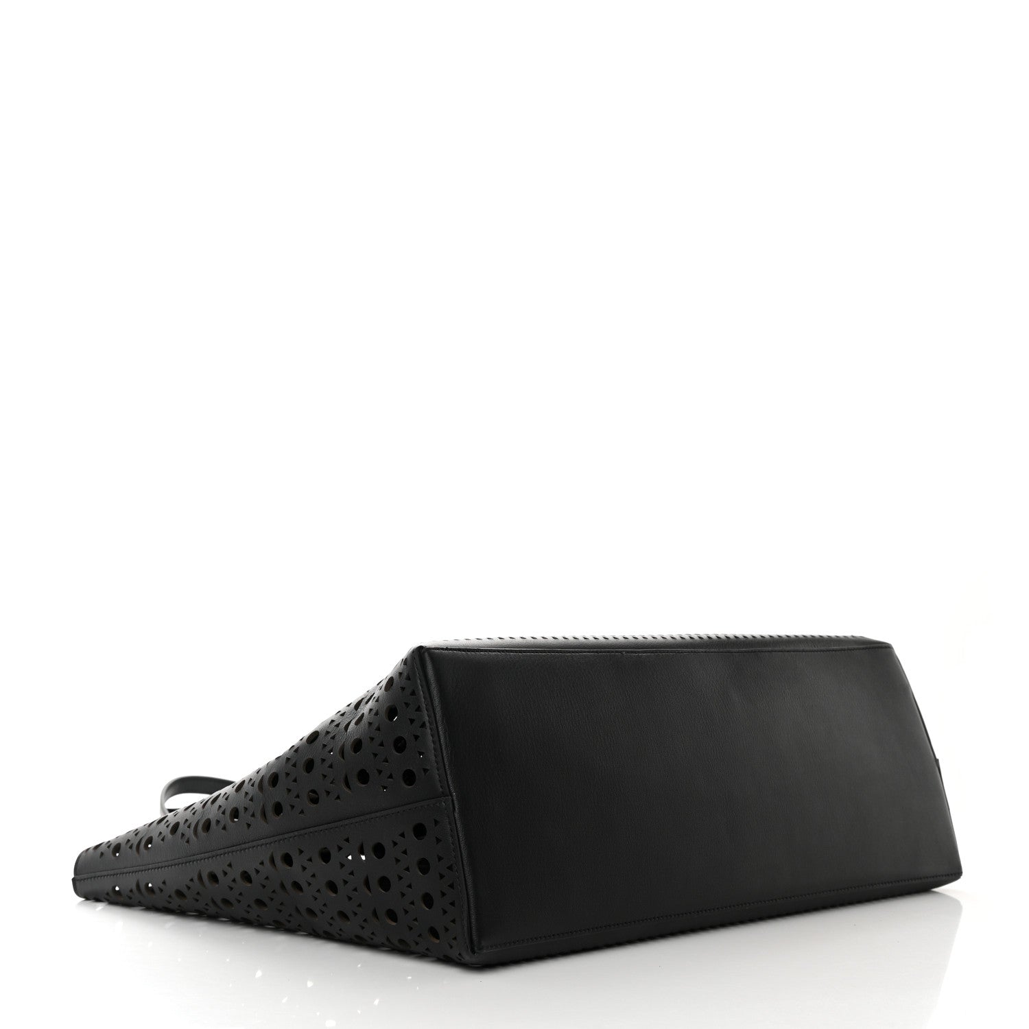Alaia Lux Calfskin Optical Perforated Laser Cut Mina 44 Tote Black 5 of 11