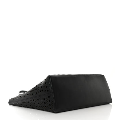 Alaia Lux Calfskin Optical Perforated Laser Cut Mina 44 Tote Black 5 of 11