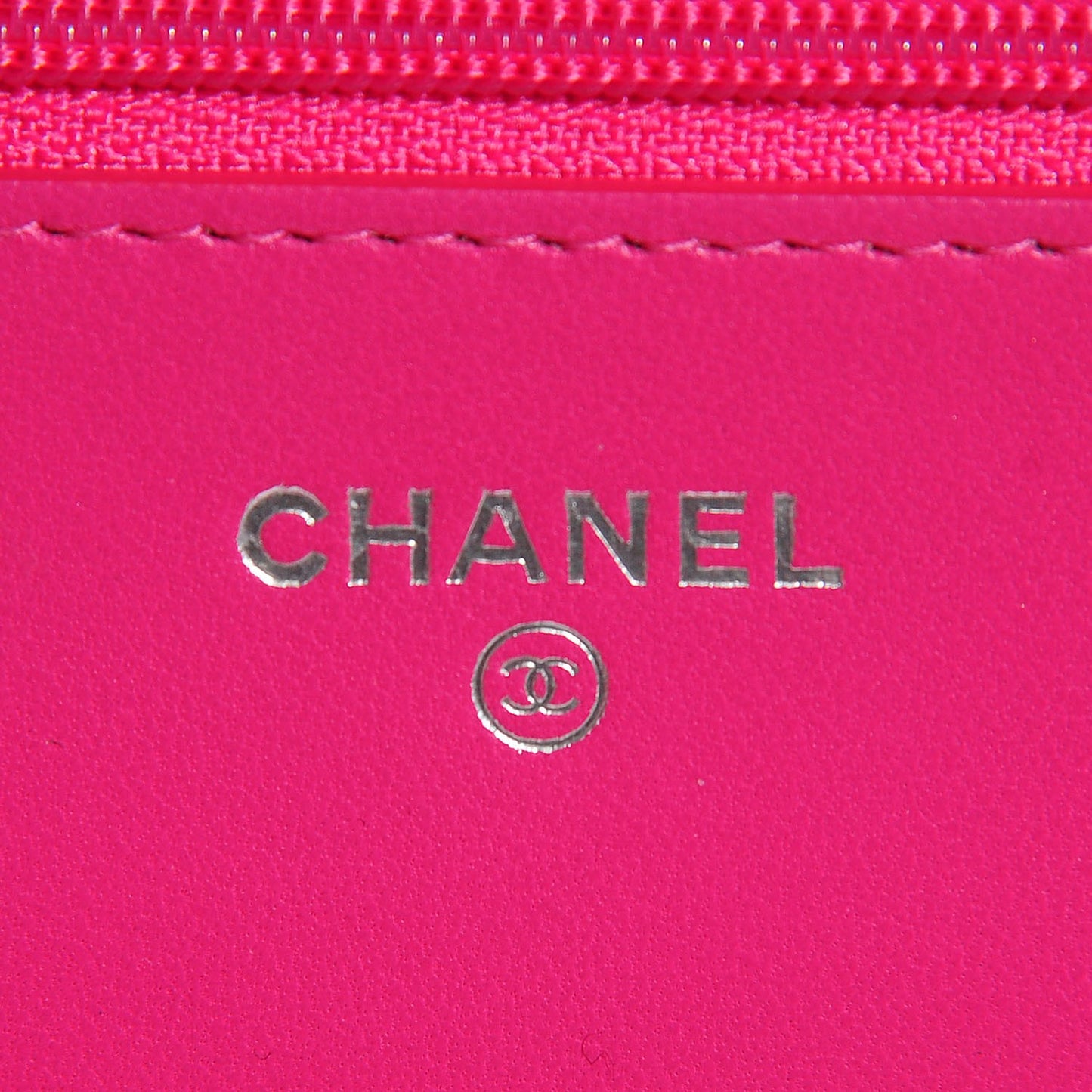 Lambskin Quilted Wallet On Chain WOC Dark Pink