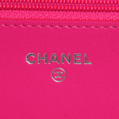 Chanel Lambskin Quilted Wallet On Chain WOC Dark Pink 6 of 8