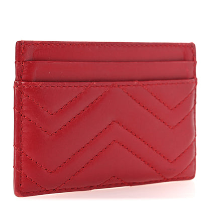 Gucci Calfskin Matelasse GG Marmont Card Holder Hibiscus Red 2 of 8