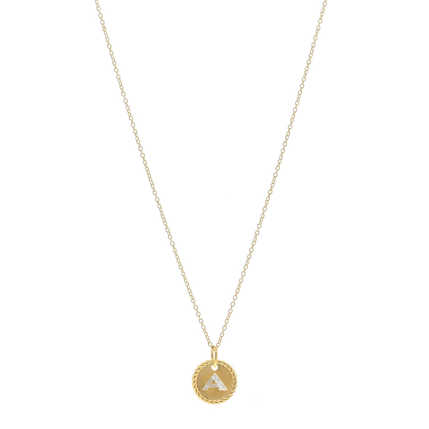 18K Yellow Gold Diamond Initial A Charm Necklace