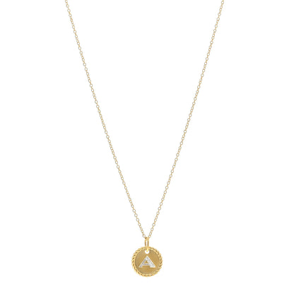 David Yurman 18K Yellow Gold Diamond Initial A Charm Necklace 1 of 3