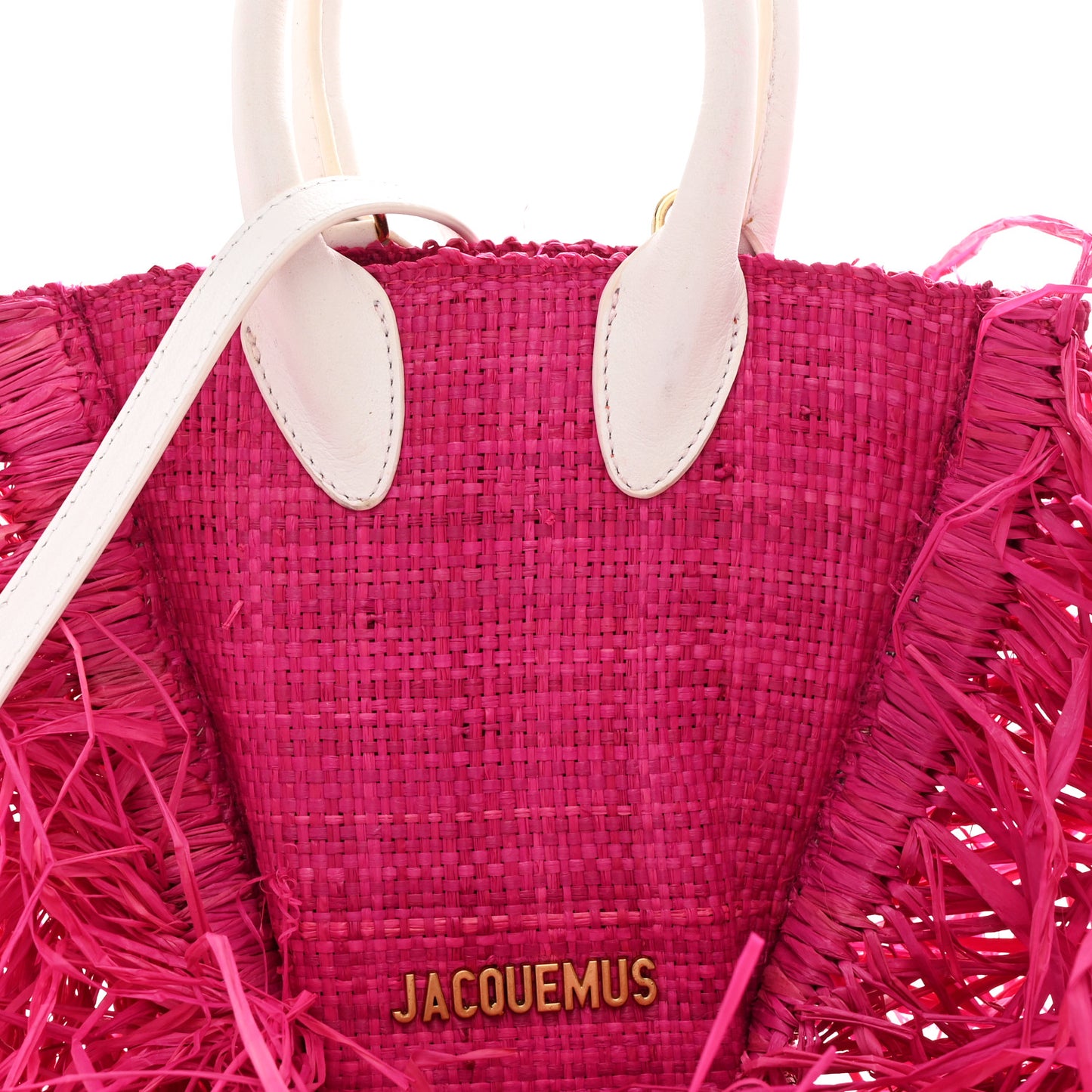 Raffia Woven Calfskin Le Petit Baci Pink White