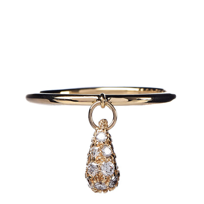 Tiffany 18K Yellow Gold Diamond Elsa Peretti Teardrop Charm Ring 48 4.5 1 of 5