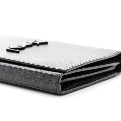 Saint Laurent Grained Metallic Calfskin Monogram Chain Wallet Black 10 of 11