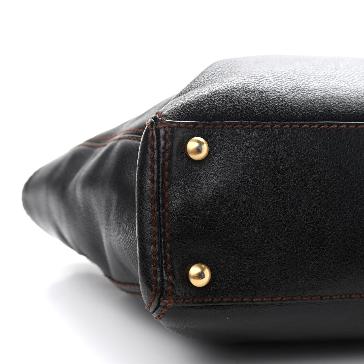 Calfskin Wood Chain Tote Black