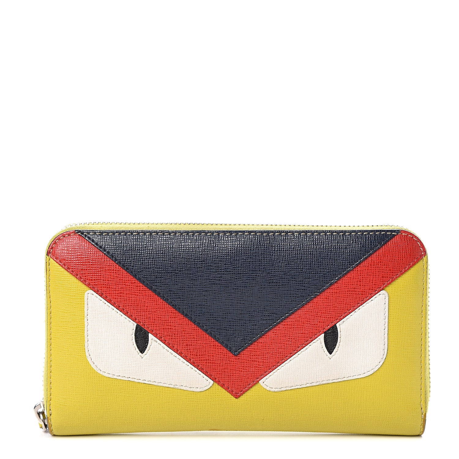 Fendi Vitello Elite Monster Eyes Inlay Bi-Color Zip Around Wallet Cedro Rosso Multicolor 1 of 8