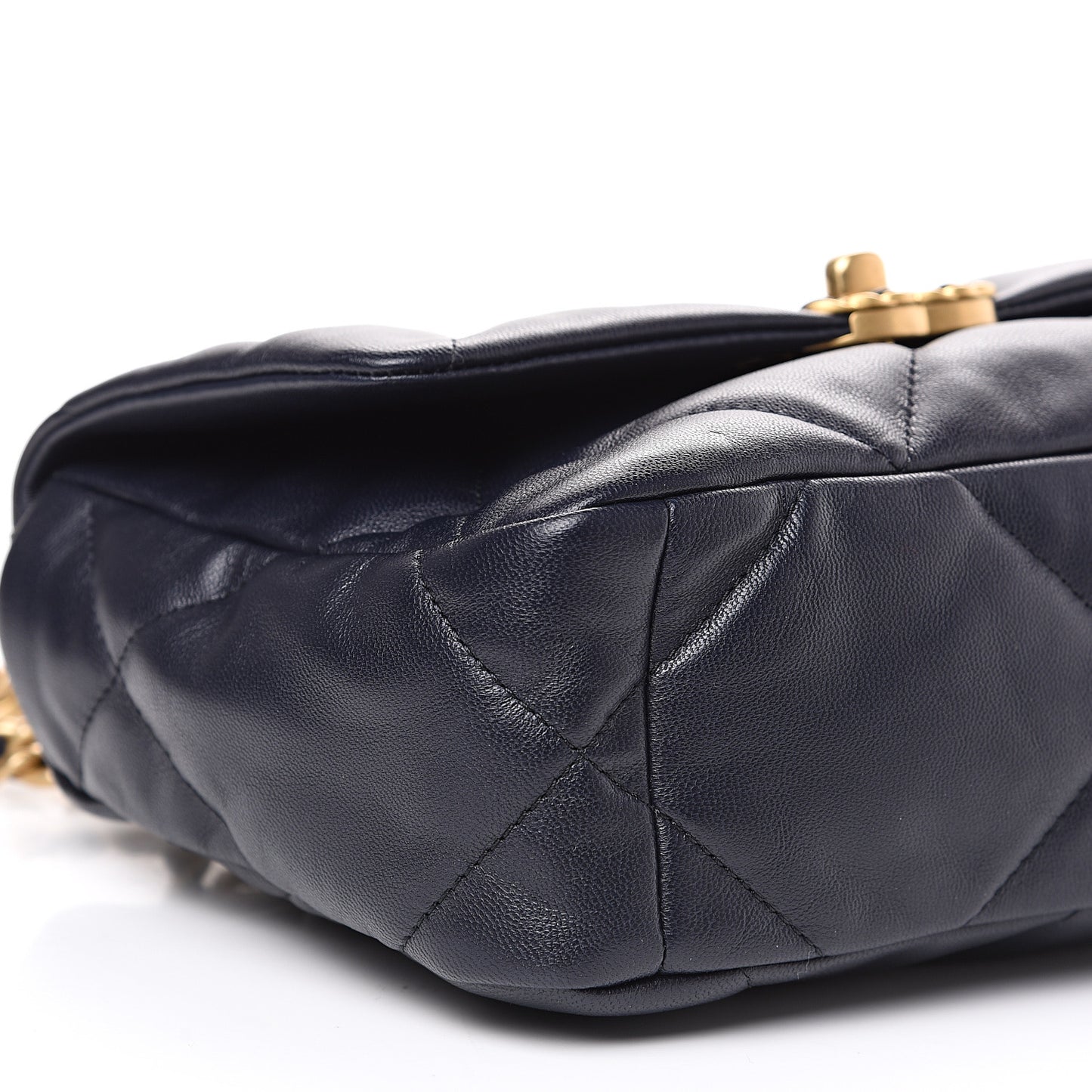 Goatskin Quilted Medium 19 Flap Navy Blue
