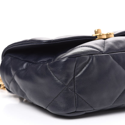 Chanel Goatskin Quilted Medium 19 Flap Navy Blue 10 of 12