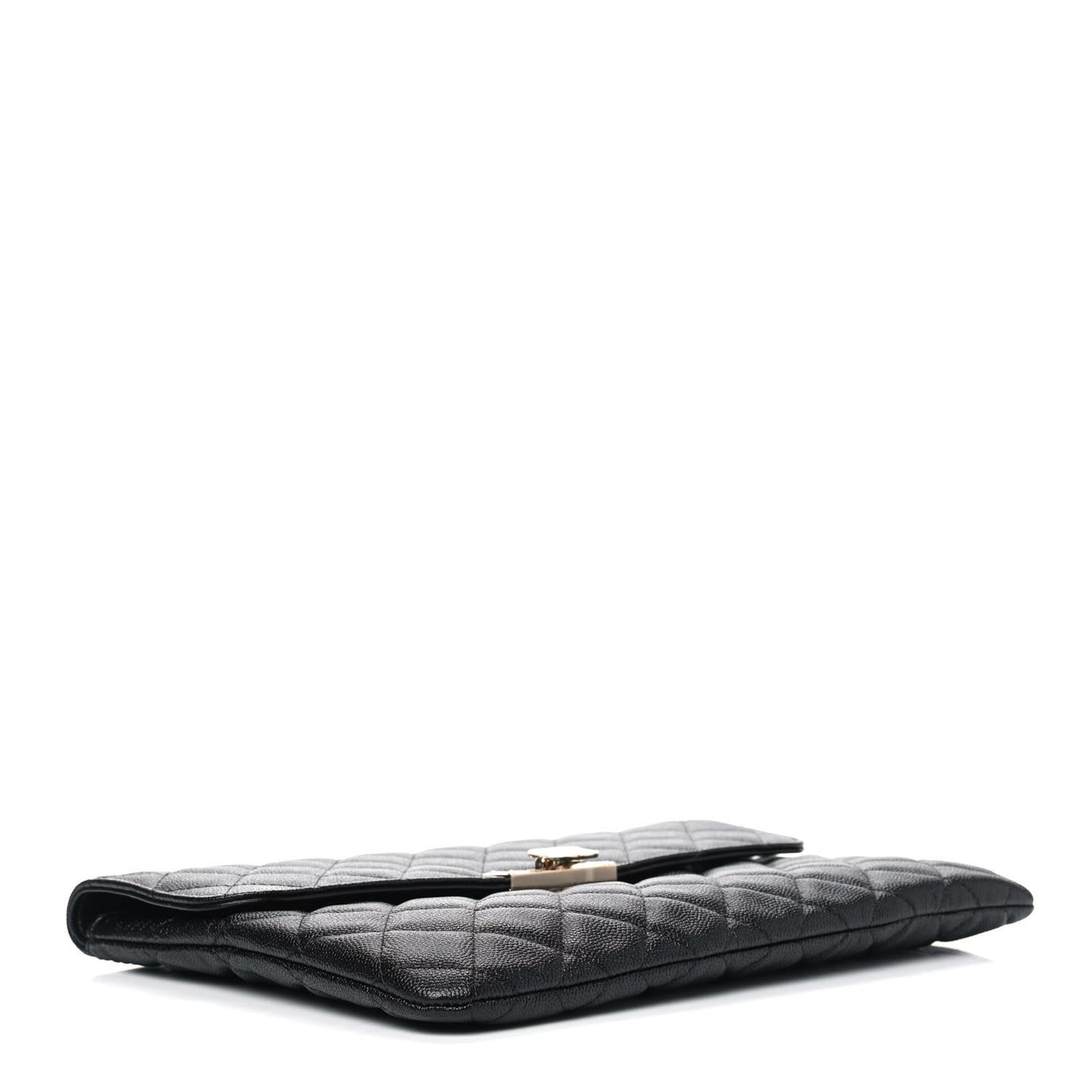 Caviar Quilted Medium Golden Class Pouch Black