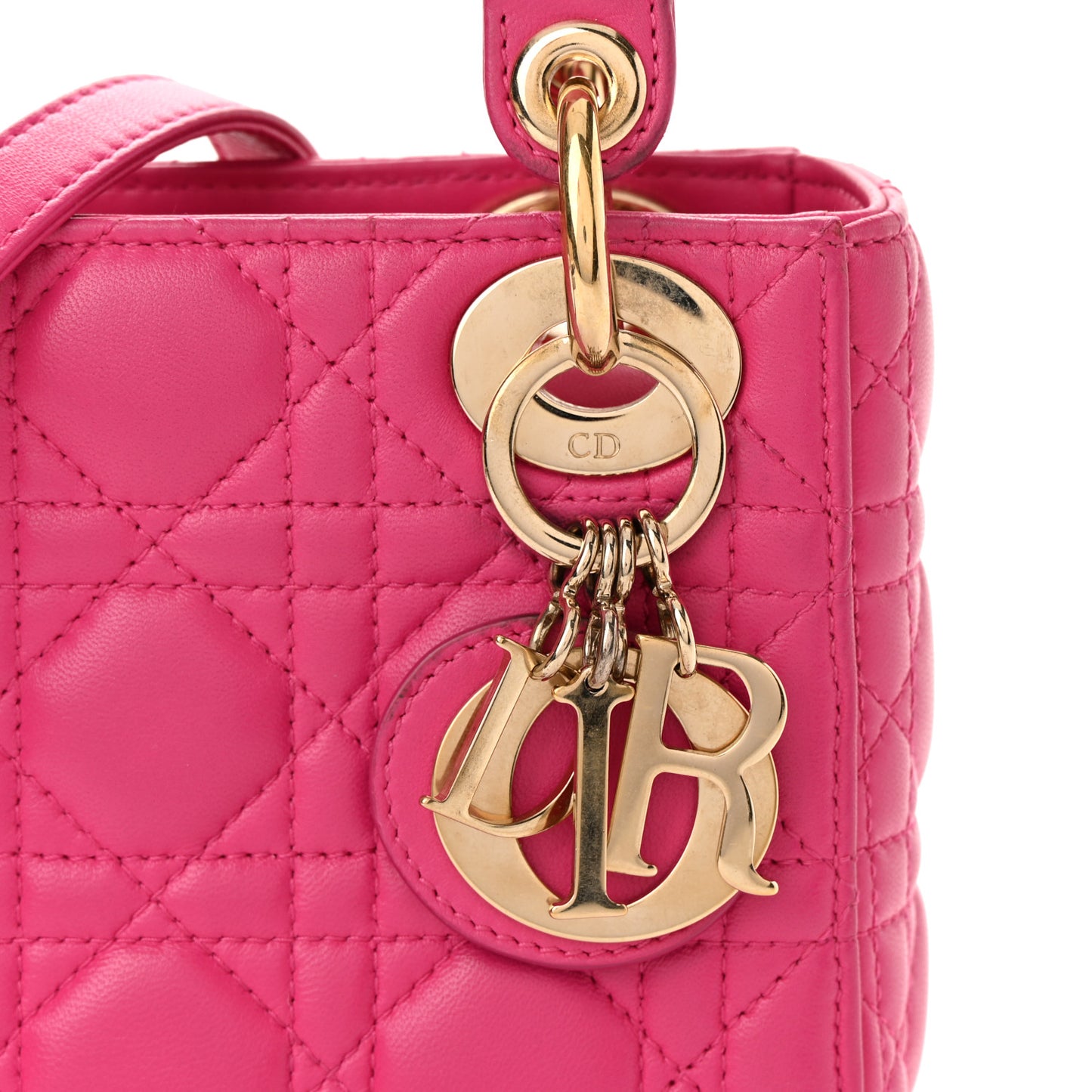 Lambskin Cannage Mini Lady Dior Fuchsia