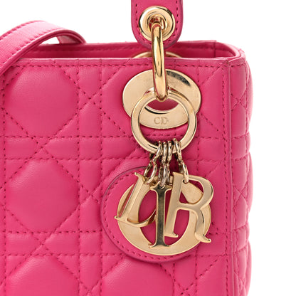 Christian Dior Lambskin Cannage Mini Lady Dior Fuchsia 8 of 12