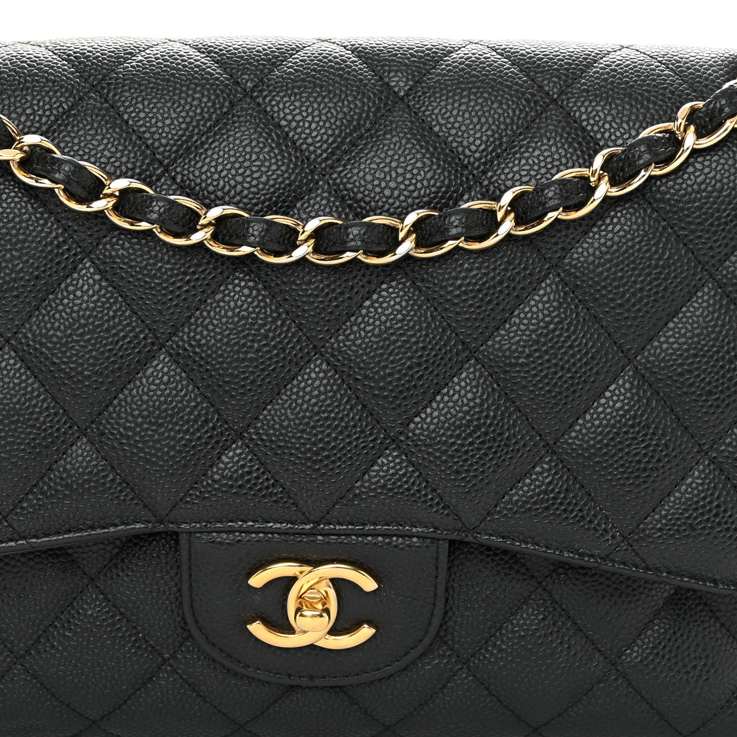 Caviar Quilted Jumbo Double Flap Black