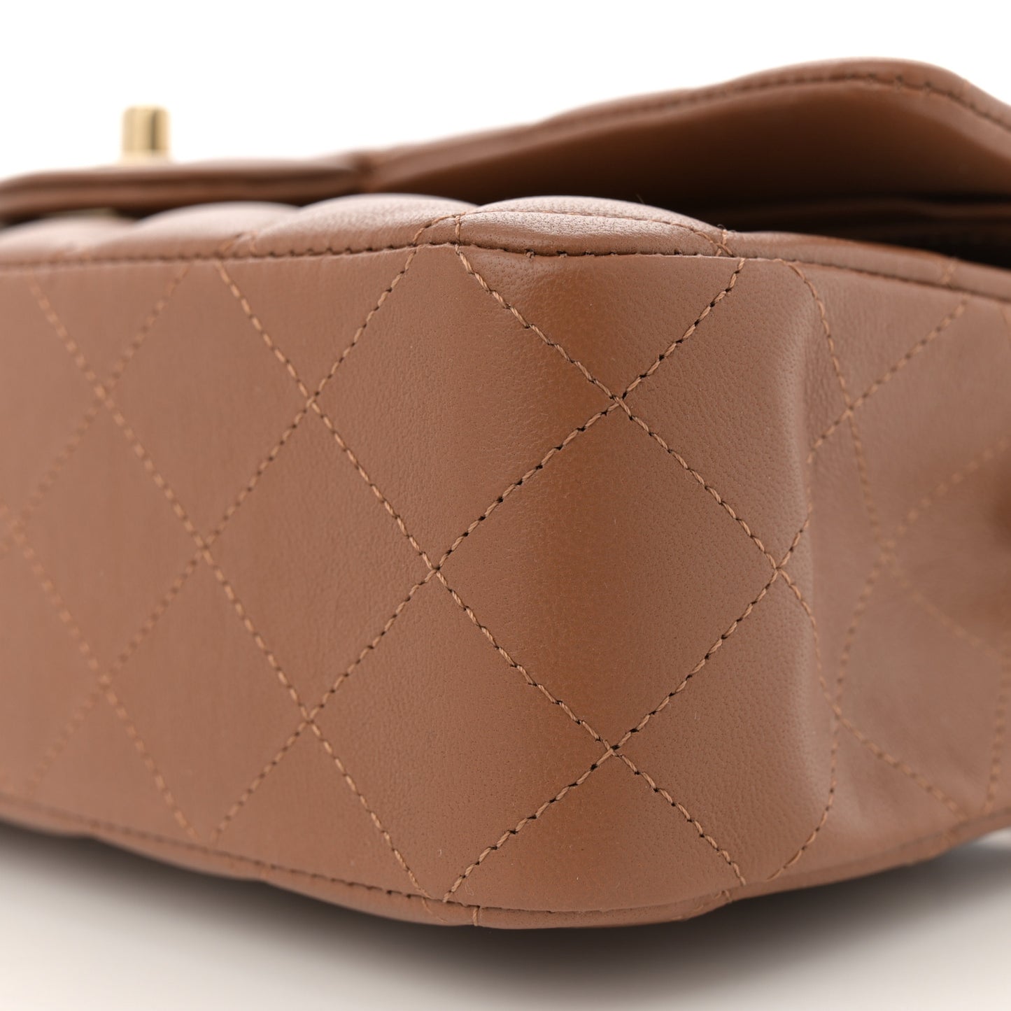 Lambskin Quilted Medium Double Flap Brown