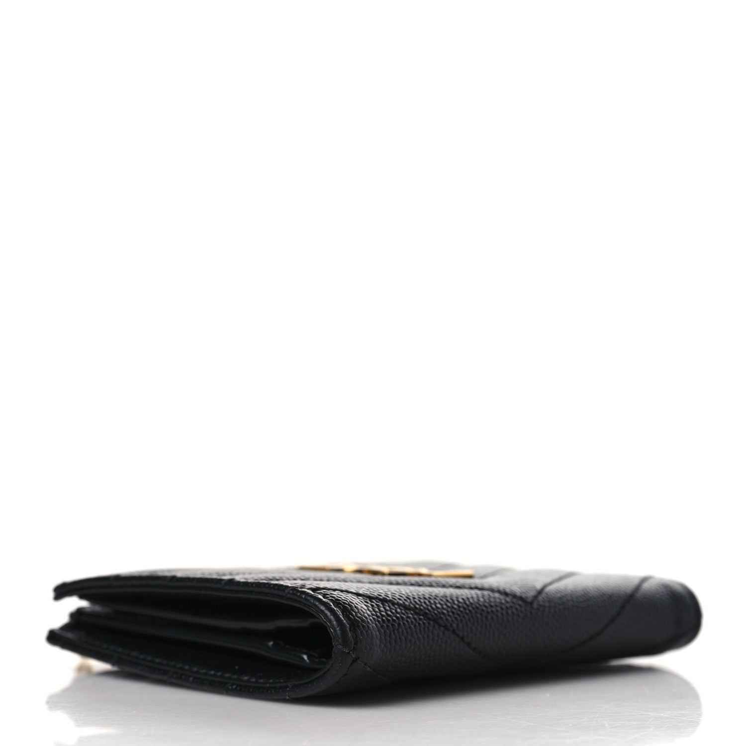 Saint Laurent Grain De Poudre Matelasse Chevron Monogram Zipped Card Case Black 4 of 6