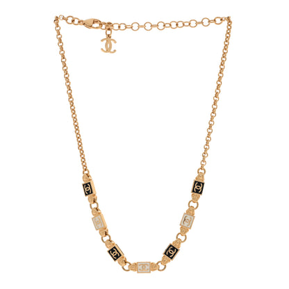Chanel Metal Enamel CC Squares Choker Gold White Black 3 of 4