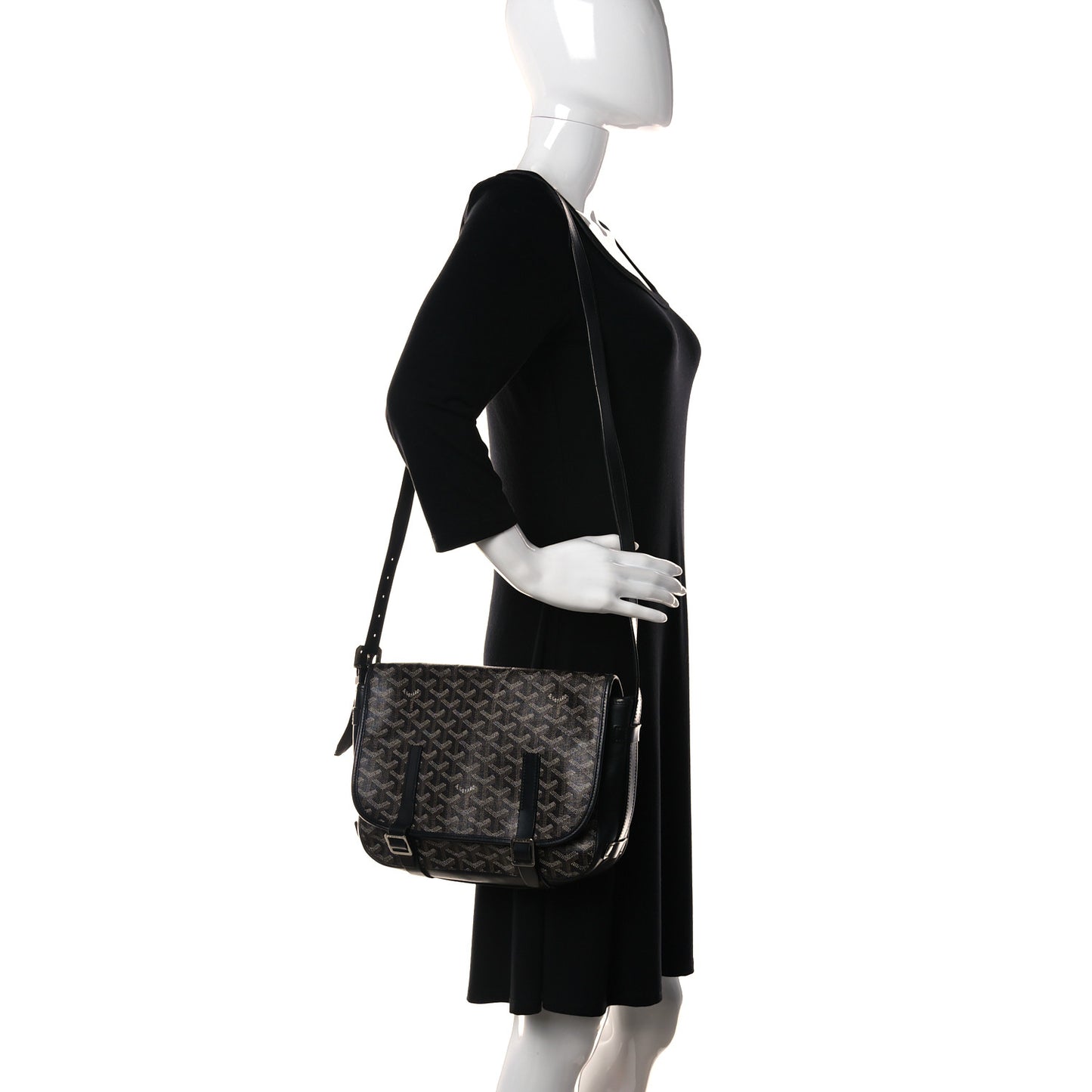 Goyardine Belvedere MM Messenger Bag Black