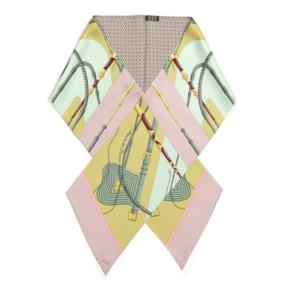 Hermes Silk Clic Clac Maxi Twilly Tilleul Viex Rose Aqua 1 of 3