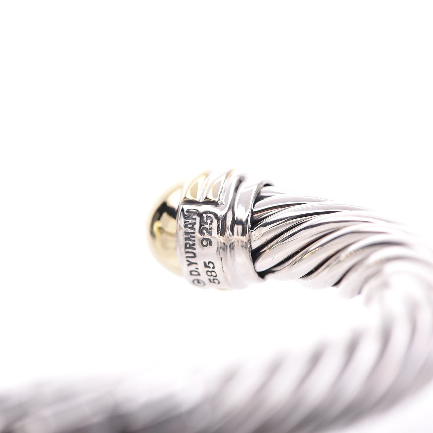 Sterling Silver 14K Yellow Gold 10mm Cable Classics Bracelet