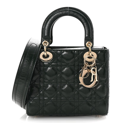 Christian Dior Crinkled Patent Cannage Small Lucky Badges My Lady Dior Dark Green 1 of 9