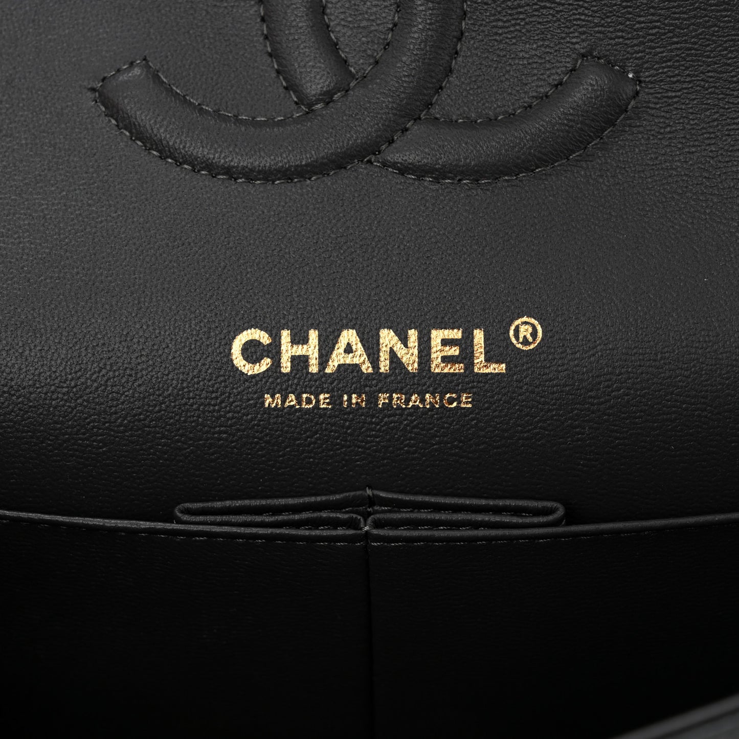 Caviar Quilted Medium Double Flap Dark Grey
