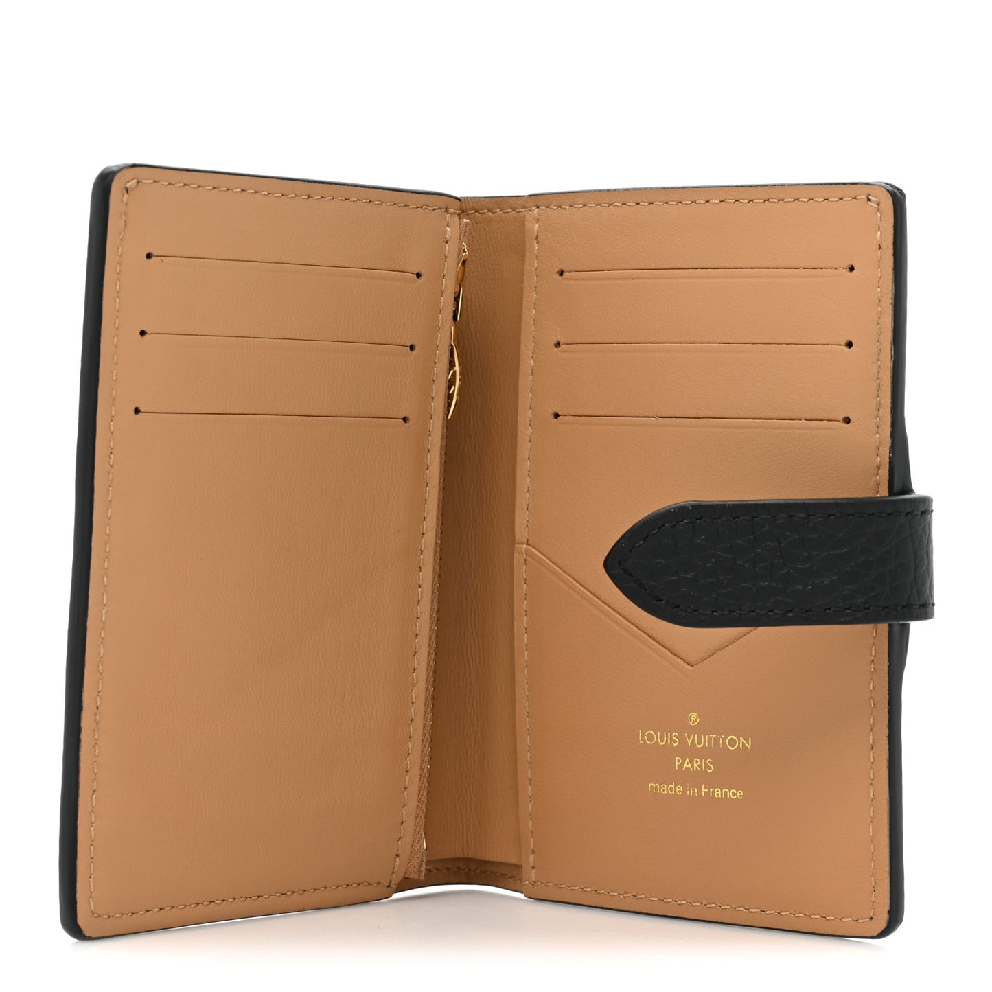 Taurillon Capucines Vertical Compact Wallet Black
