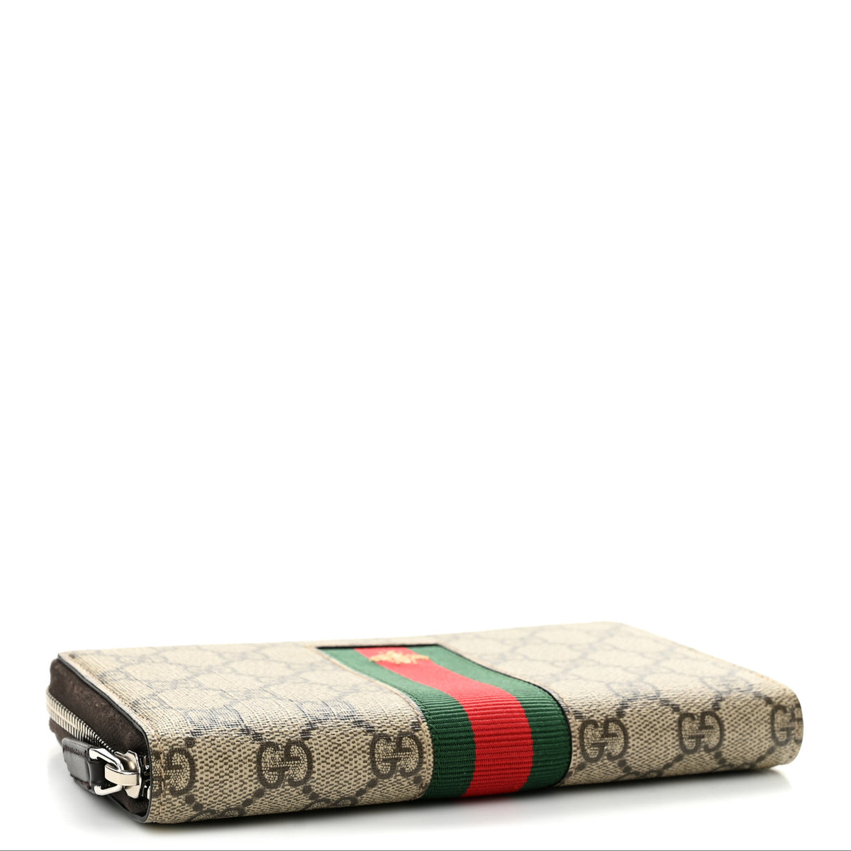 Gucci GG Supreme Monogram Web Bee Zip Around Wallet Beige Cocoa 4 of 9