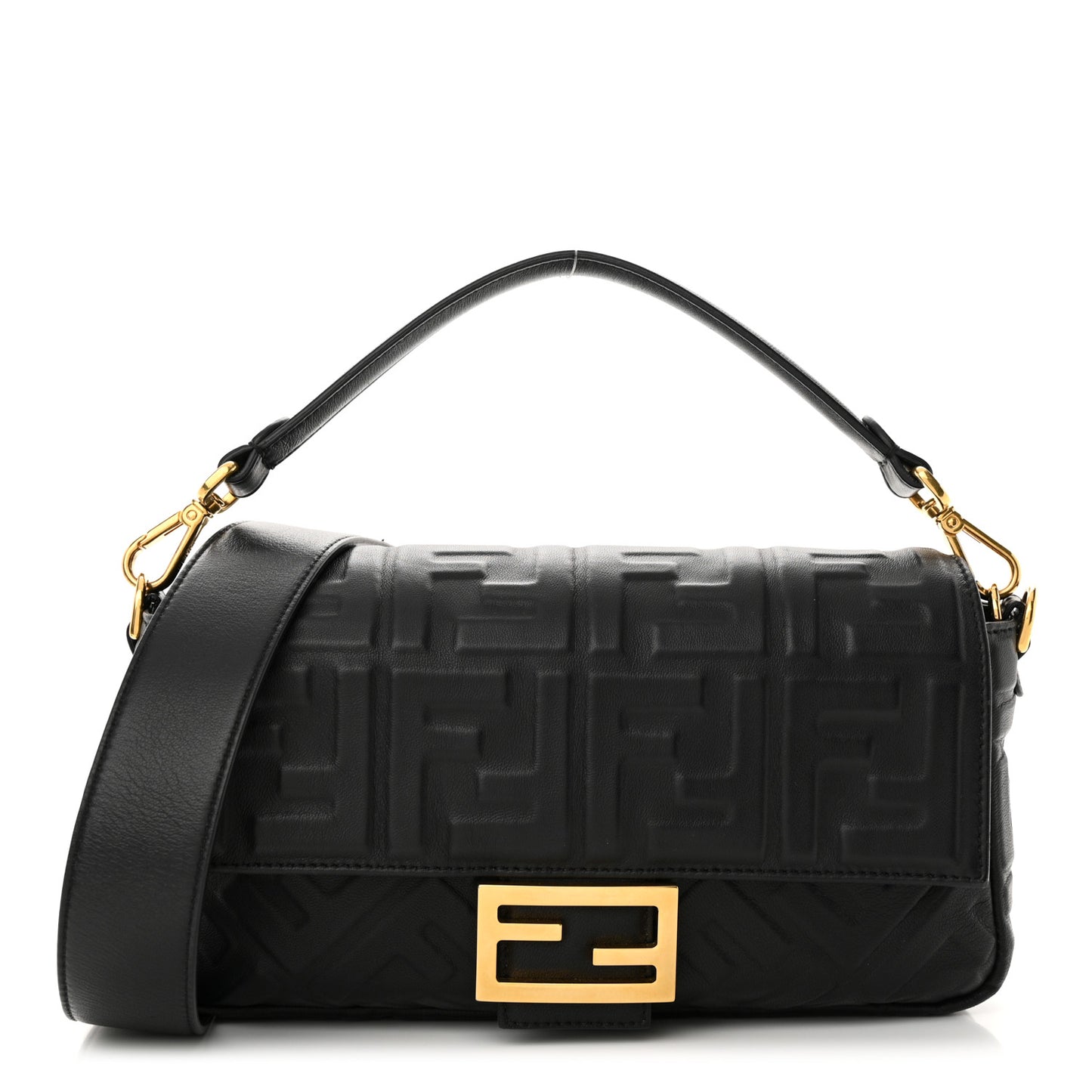 Nappa FF 1974 Embossed Baguette Black