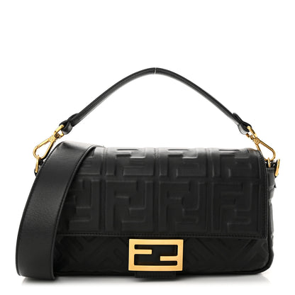 Fendi Nappa FF 1974 Embossed Baguette Black 1 of 12