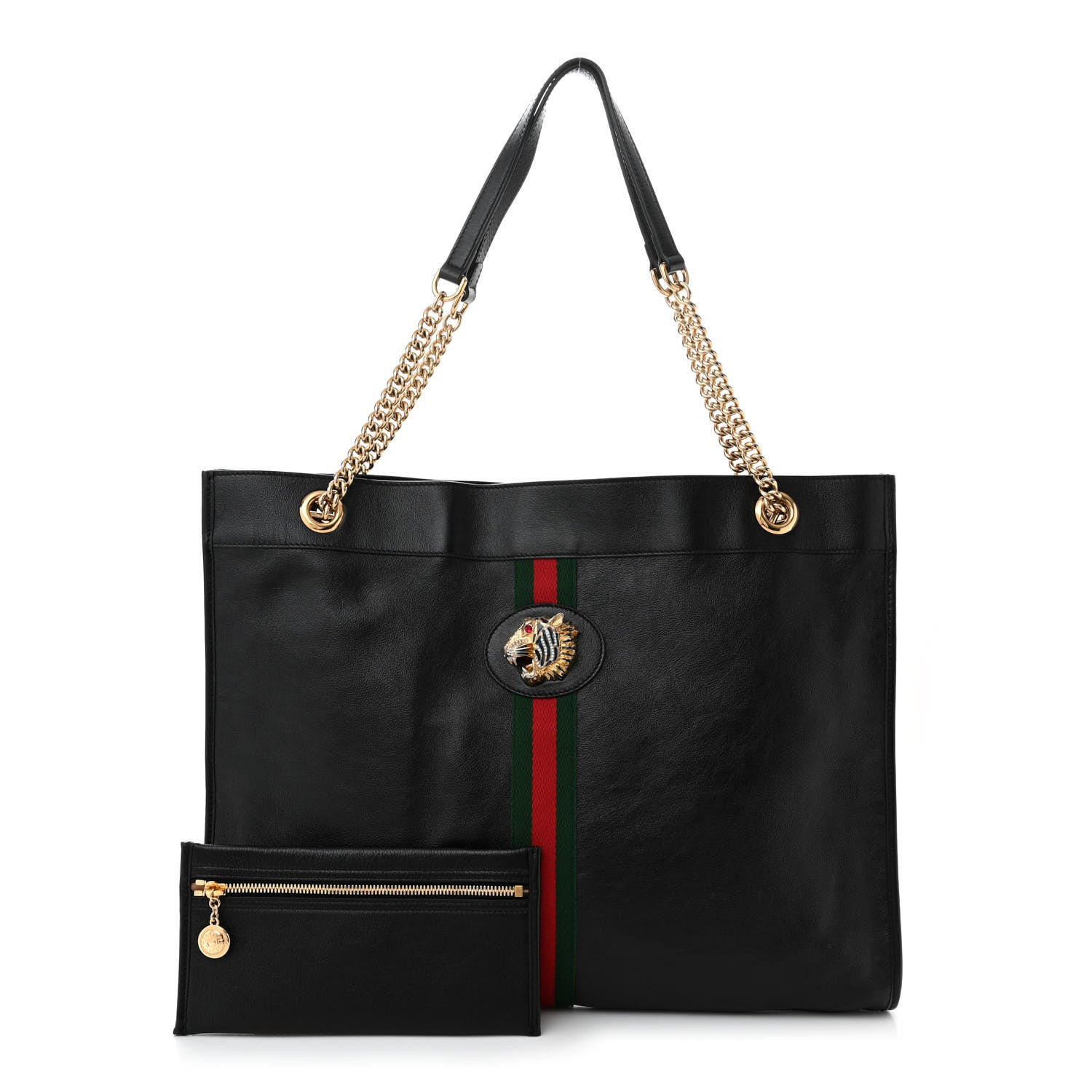 Gucci Calfskin Large Rajah Chain Tote Black 3 of 11