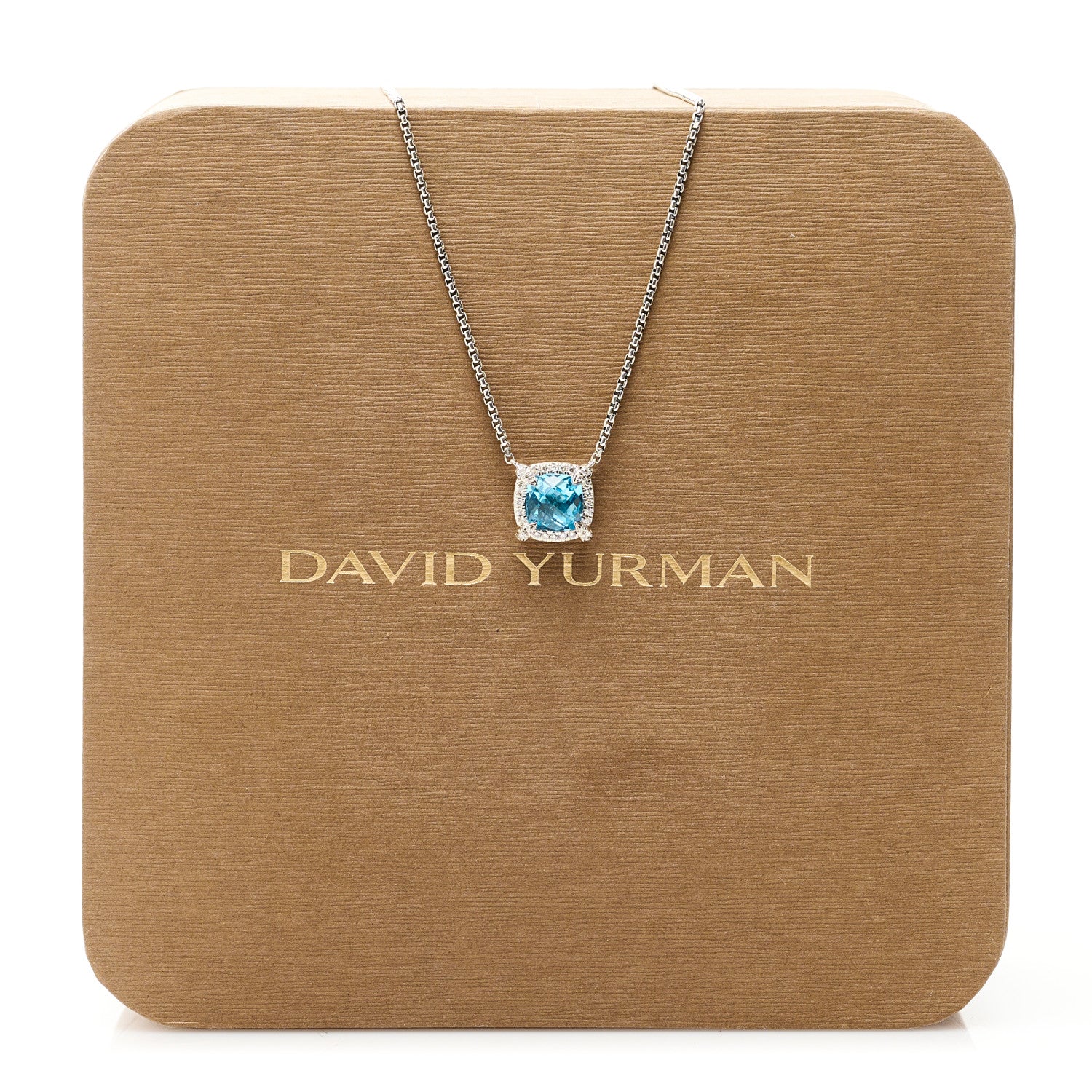 David Yurman Sterling Silver Diamond Blue Topaz 7mm Petite Chatelaine Pave Bezel Pendant Necklace 7 of 7