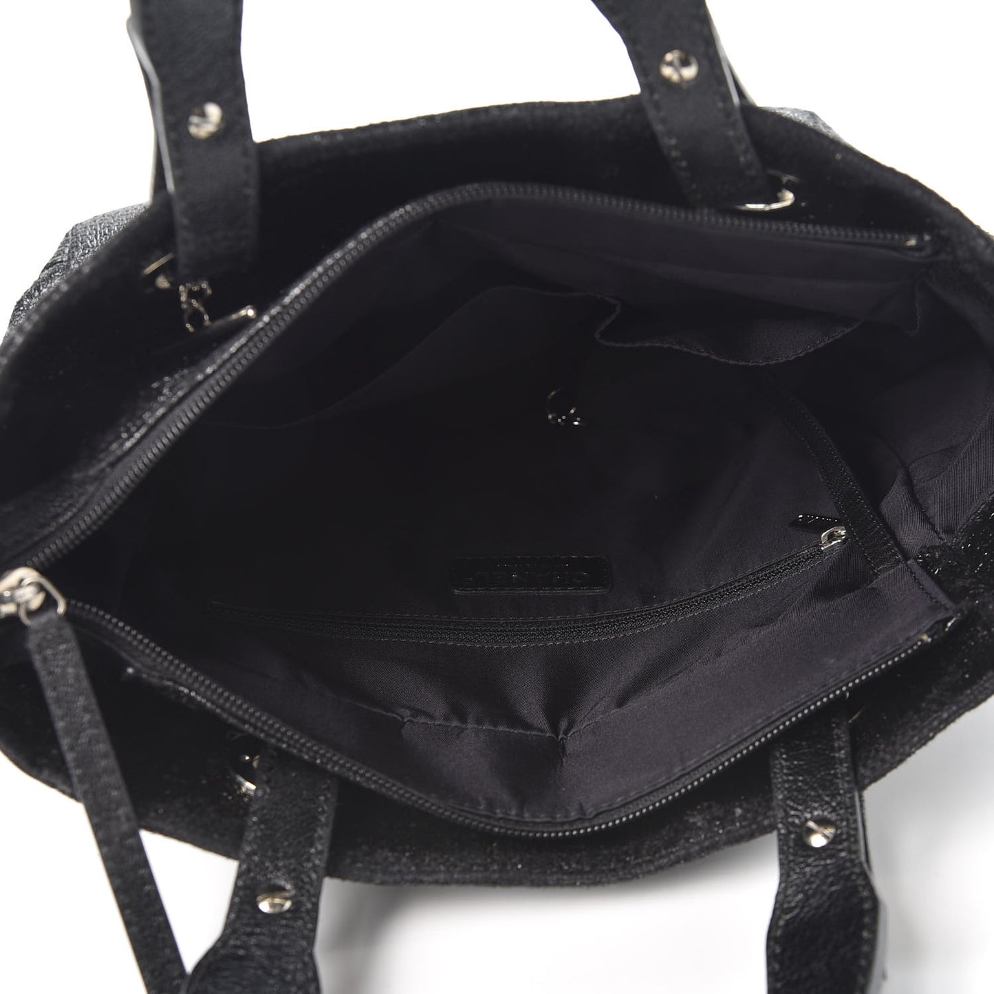 Coated Canvas Quilted Small Paris Biarritz Tote Black