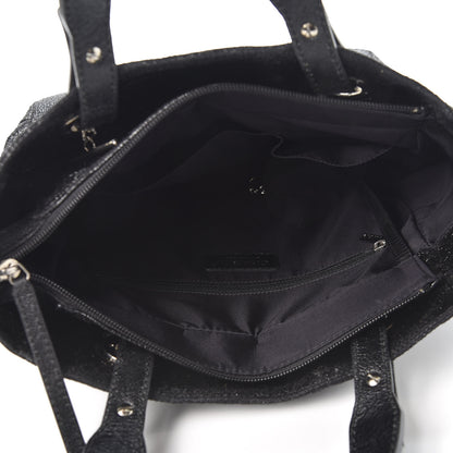 Chanel Coated Canvas Quilted Small Paris Biarritz Tote Black 4 of 10