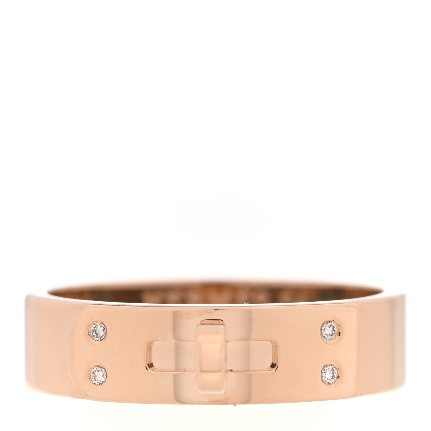 Hermes 18K Rose Gold Diamond PM Kelly Ring 54 7 1 of 5