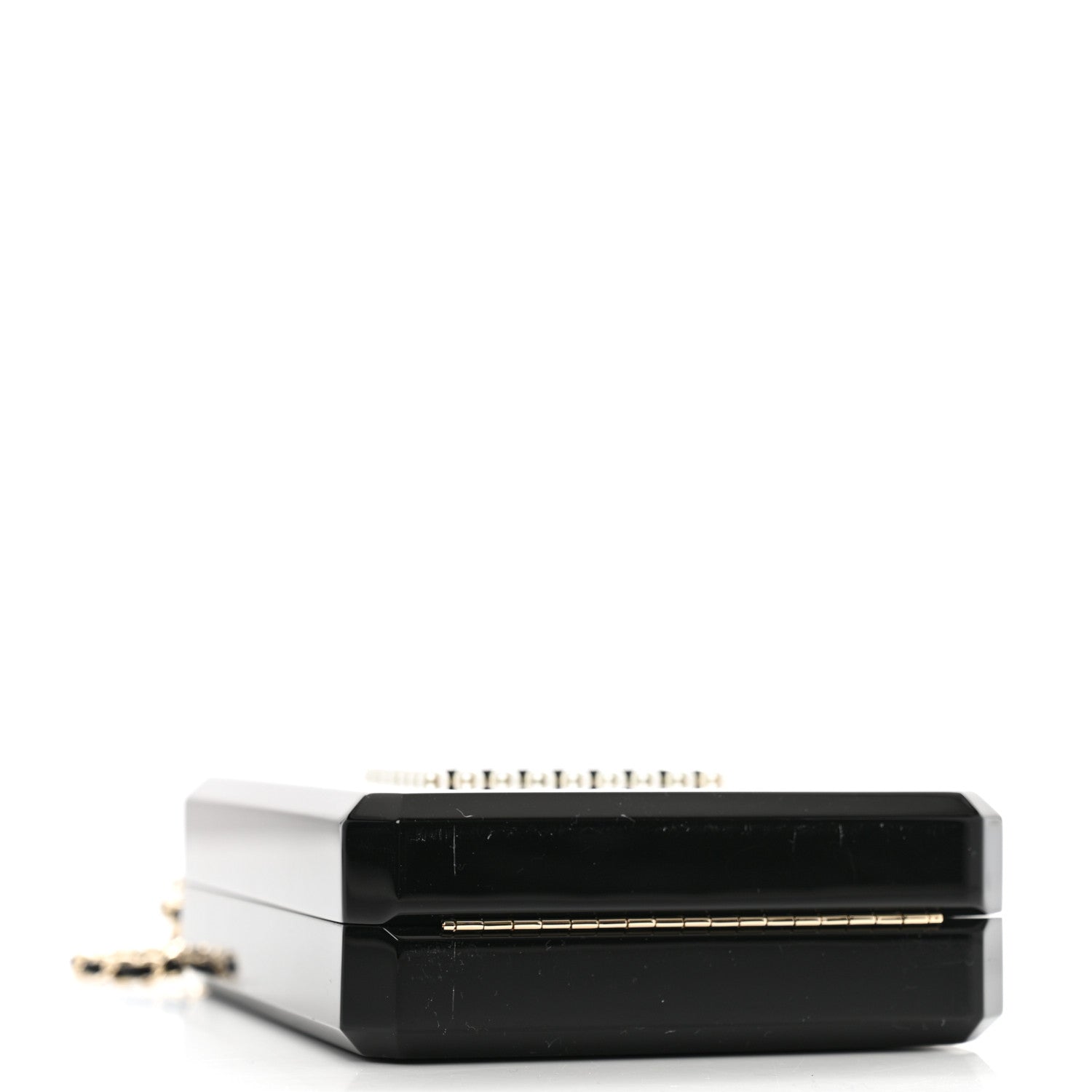 Chanel Plexiglass Perfume Bottle Clutch Black Gold 4 of 11