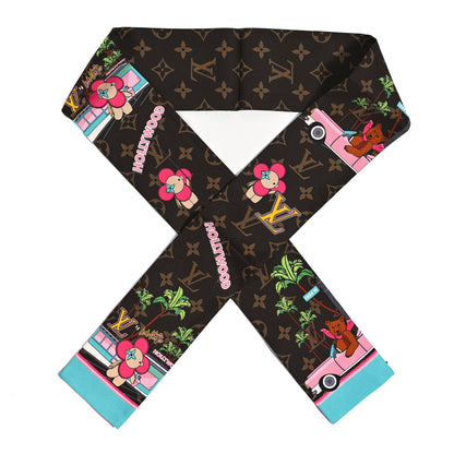 Louis Vuitton Silk Monogram 2021 Hollywood Christmas Animation Bandeau Marron 1 of 4