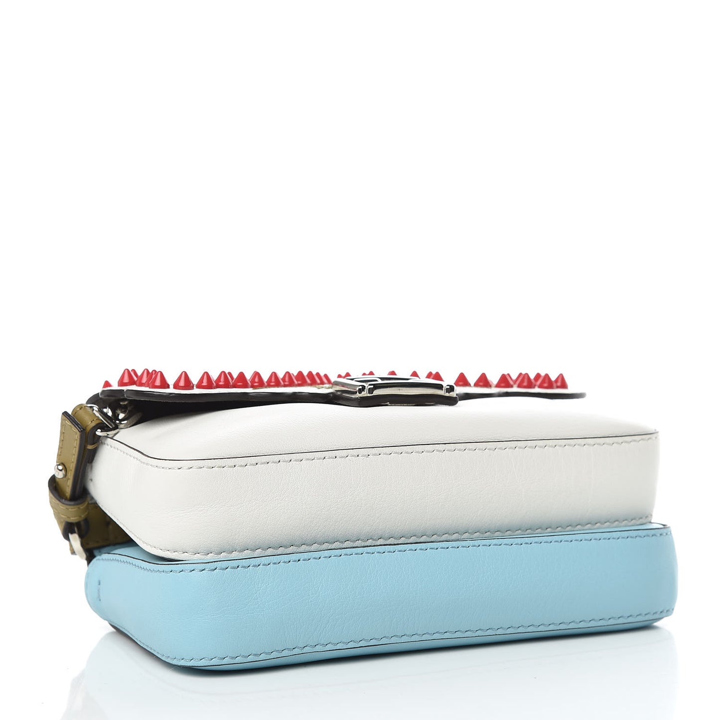 Vitello Dolce Flowers and Bows Bi-Color Scalloped Micro Double Baguette White Turchese Pallido Multicolor