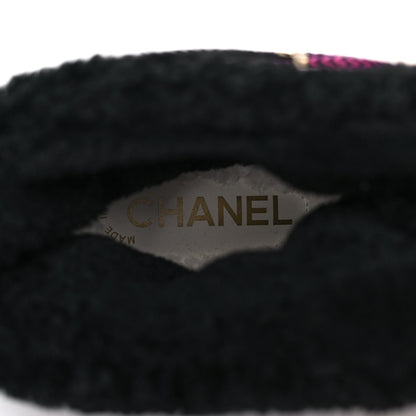 Chanel Calfskin Shearling CC Lace Up Boots 40.5 Light Beige Black 7 of 11