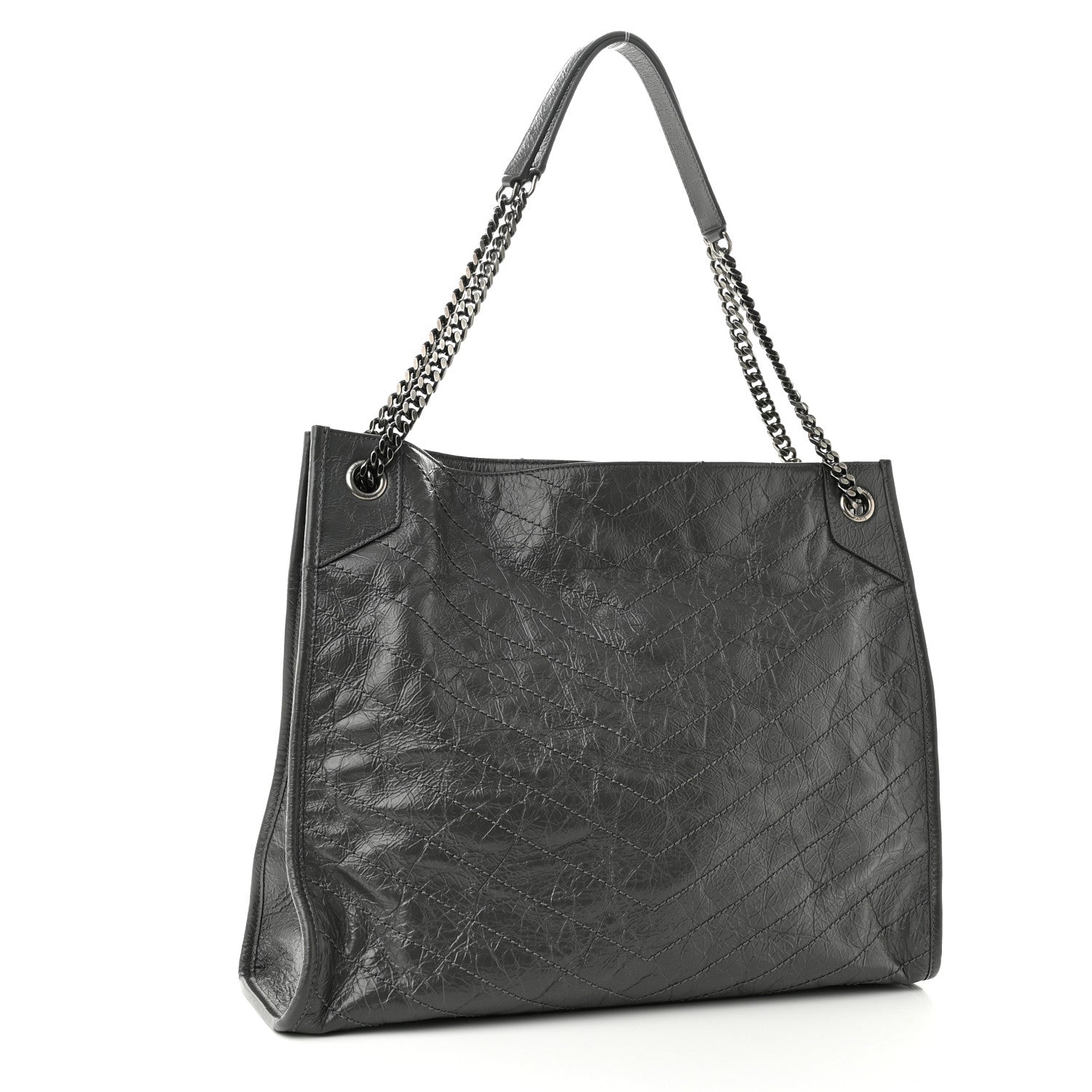 Saint Laurent Crinkled Calfskin Matelasse Monogram Niki Shoulder Bag Storm 3 of 10