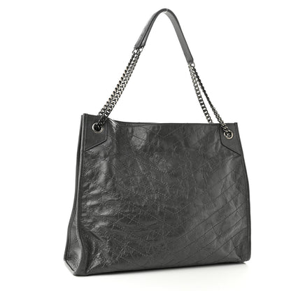 Saint Laurent Crinkled Calfskin Matelasse Monogram Niki Shoulder Bag Storm 3 of 10