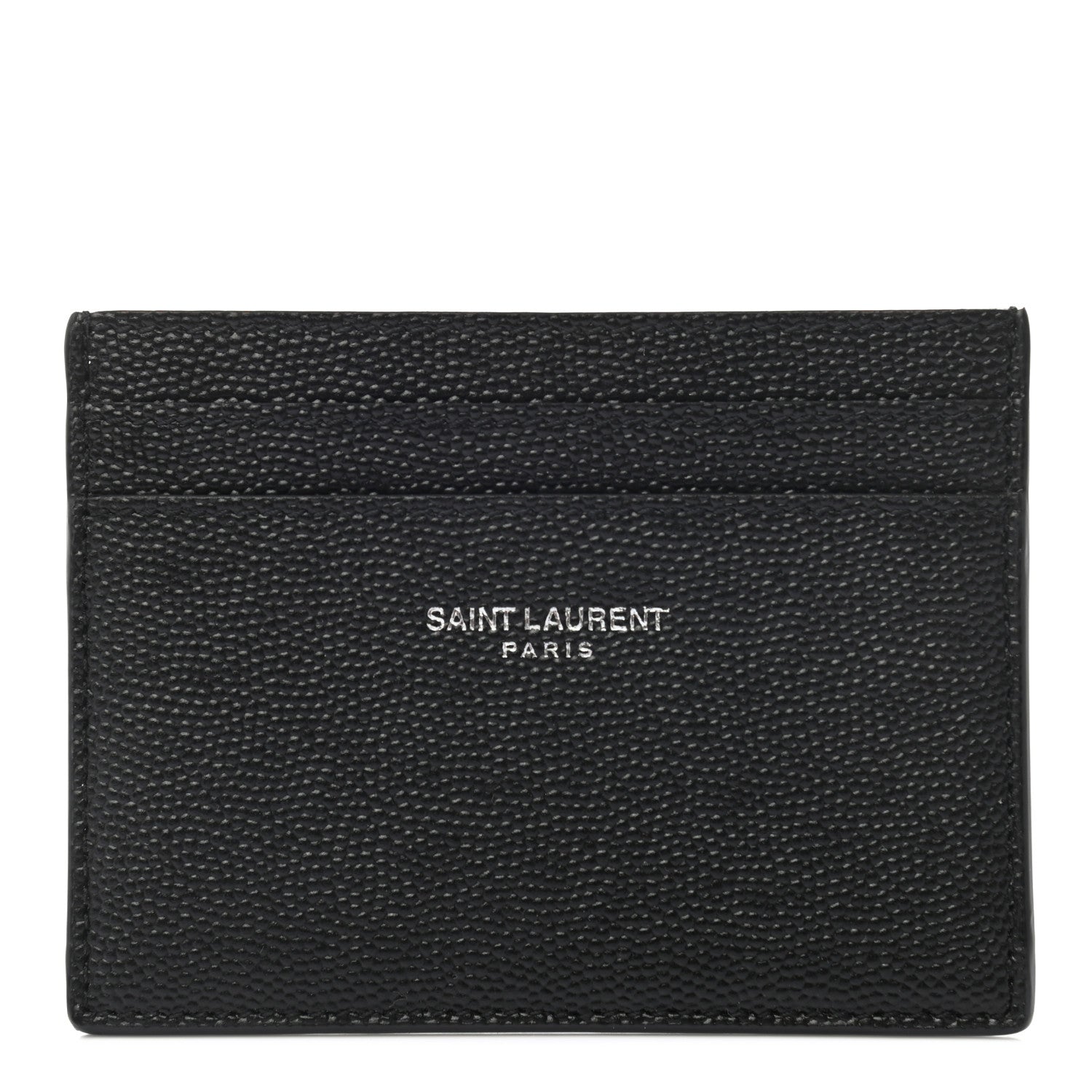 Saint Laurent Grain De Poudre Matelasse Chevron Monogram Credit Card Case Black 1 of 8