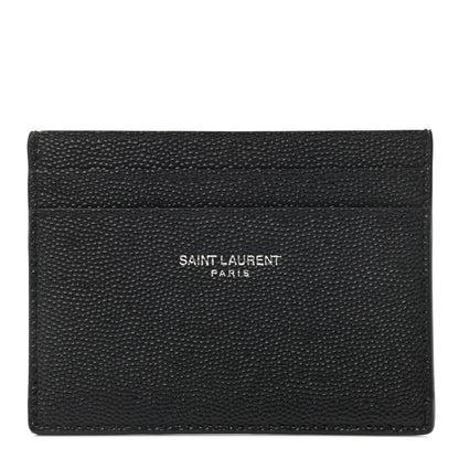 Saint Laurent Grain De Poudre Matelasse Chevron Monogram Credit Card Case Black 1 of 8